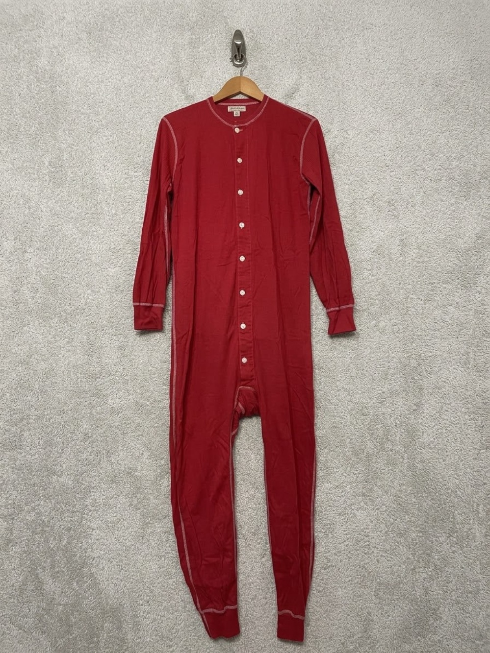 J. Crew Union Suit One Piece Long John Thermal 100% Cotton Button Up Adult Small